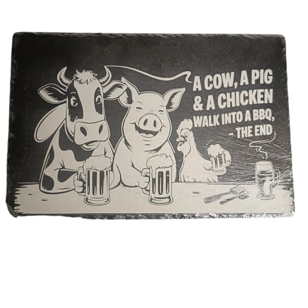 Laser engraved BBQ, kitchen slate mat