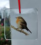 Robin bird Stained Glass christmas suncatcher