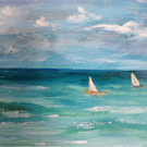 ORIGINAL Painting "SAILBOATS" BEACH SAILING SEASCAPE IMPRESSIONISM 
