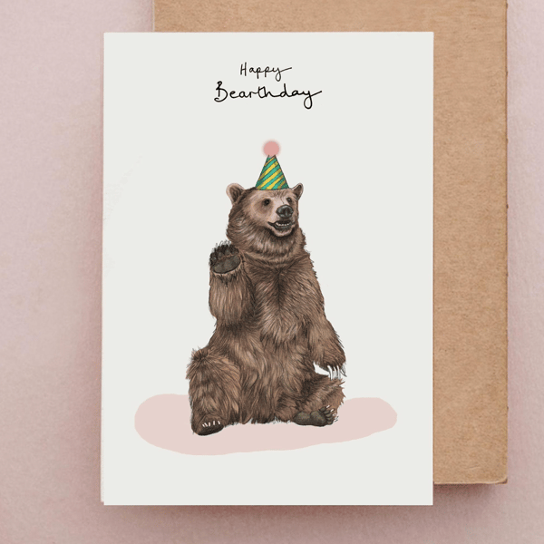 Happy Bearthday Card - Bear Birthday Cards, Birthday Cards, Grizzly Bear Card