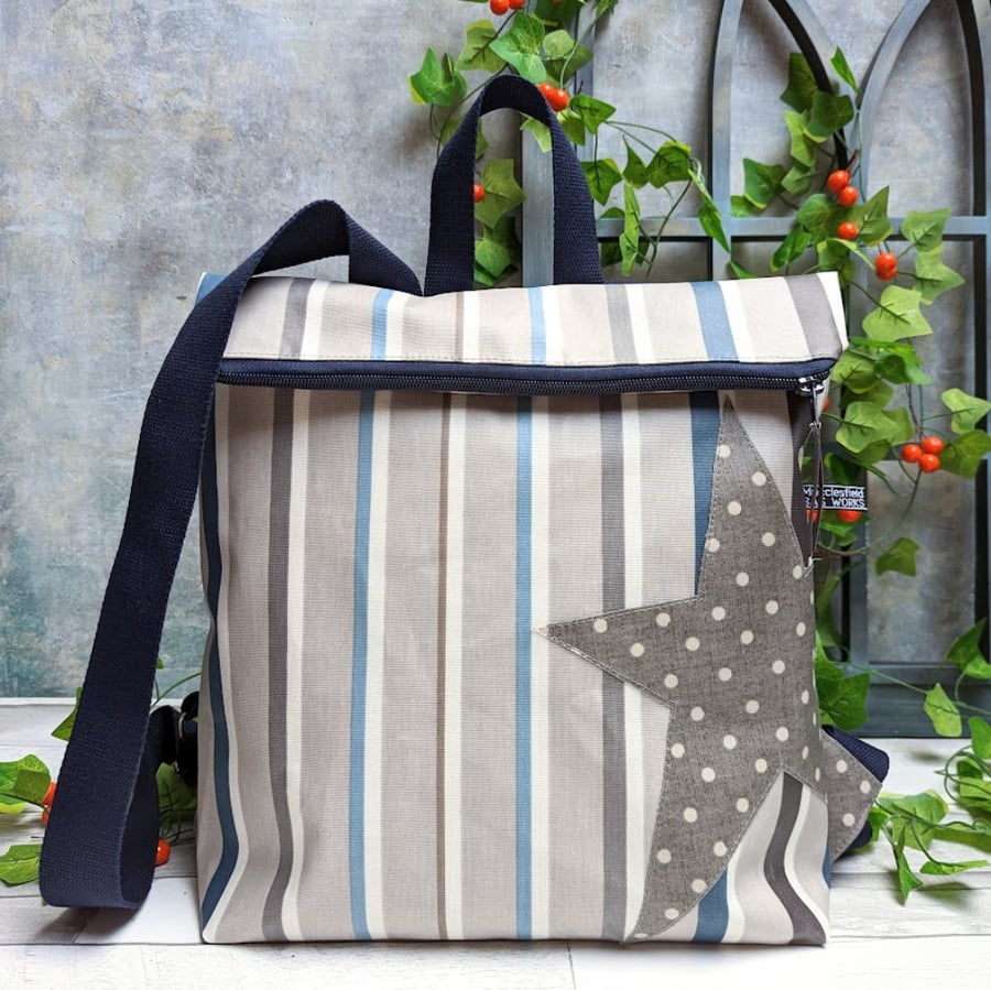 Oilcloth Water-Resistant Roll-Top Backpack