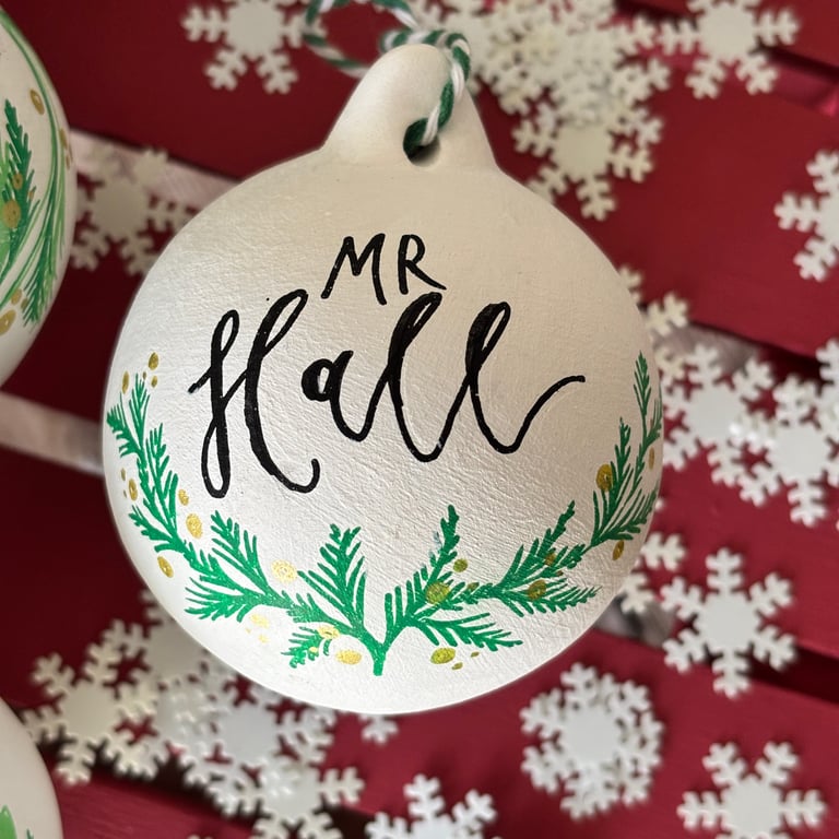 Personalised Ceramic Christmas Bauble, Christmas Tree Decoration 