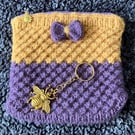 Zip top Bag and Bee keyring gift set: Mustard and Lavender