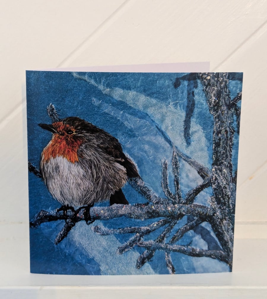 Winter Robin Embroidery Art Greeting Cards