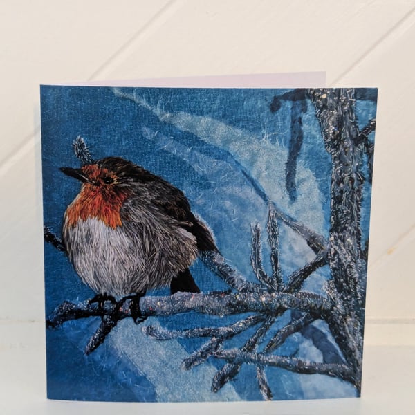 Winter Robin Embroidery Art Greeting Cards
