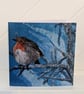 Winter Robin Embroidery Art Greeting Cards
