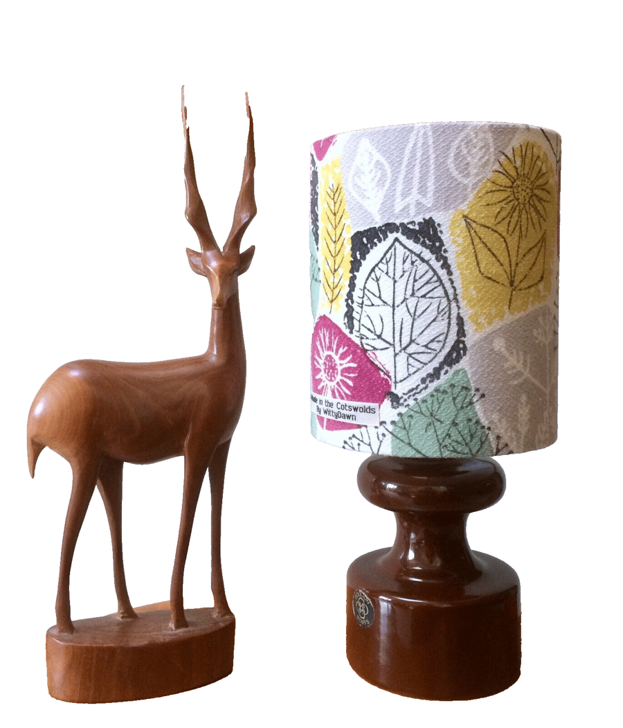 Retro Floral Helianthus Mid Century 50s Bernard Wardle Vintage Fabric Lampshade