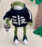  Handmade Spooky Skeleton Frog, Gothic Halloween Knitted Frog Ornament - Image 2