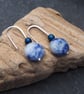 Earrings - Blue sodalite and hematite silver drop earrings, argentium silver  - Image 7