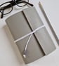 Grey Leather Journal or Notebook, lined with marble paper, A6, gift for him - Image 2
