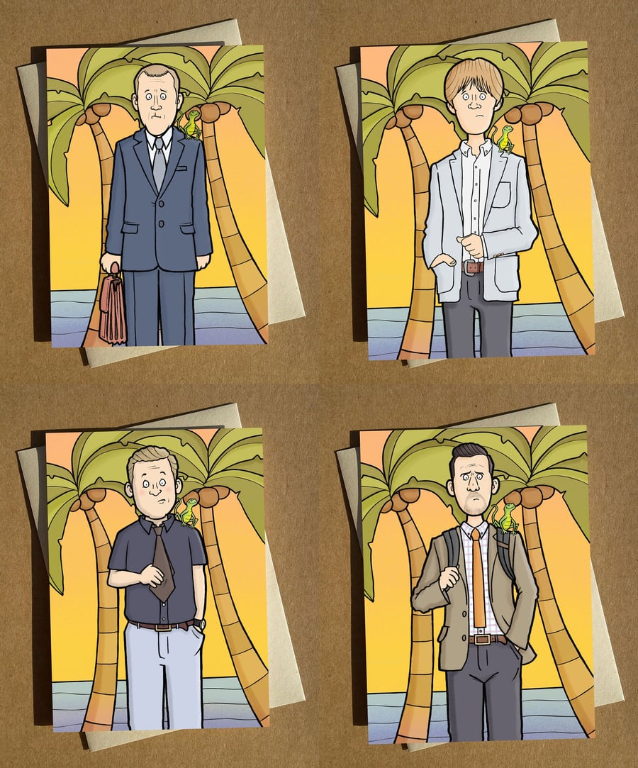 Set of 4 Death in Paradise Illustrated Greeting Cards A6
