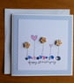 Happy Anniversary Card - Hearts, Flowers and Sequins - Blue and White Polka Dot - Image 3