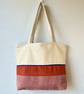 Colour Block Tote Bag - Clay & Colbalt, Handmade in Bristol