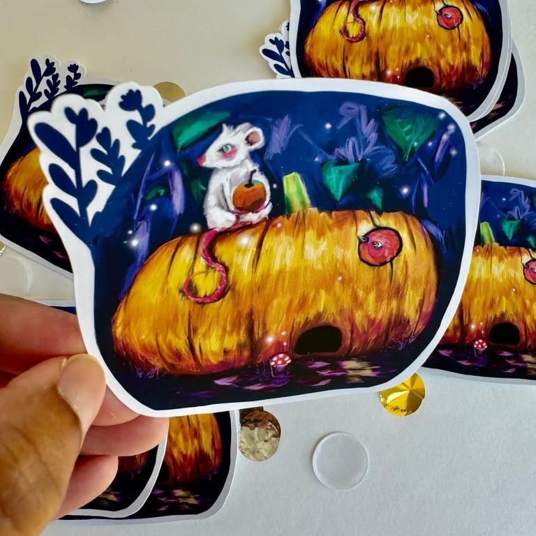Sticker Purple Mouse Matt Vinyl - Designed by the Artist - Autumn Art