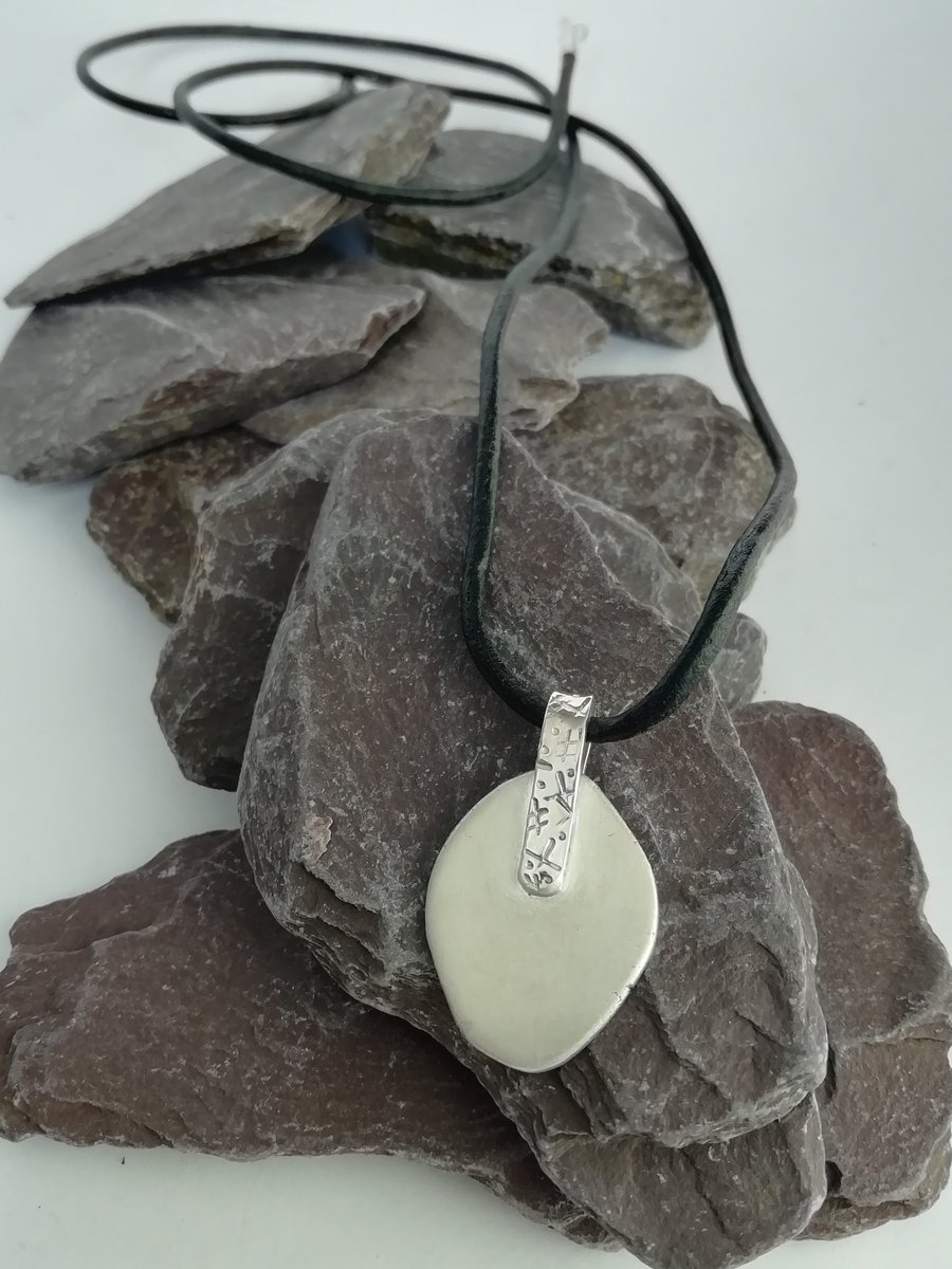 Misty Silver Pendant with a Textured Bail