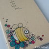 pocket notebook with hand drawn illustration - notes for busy bees