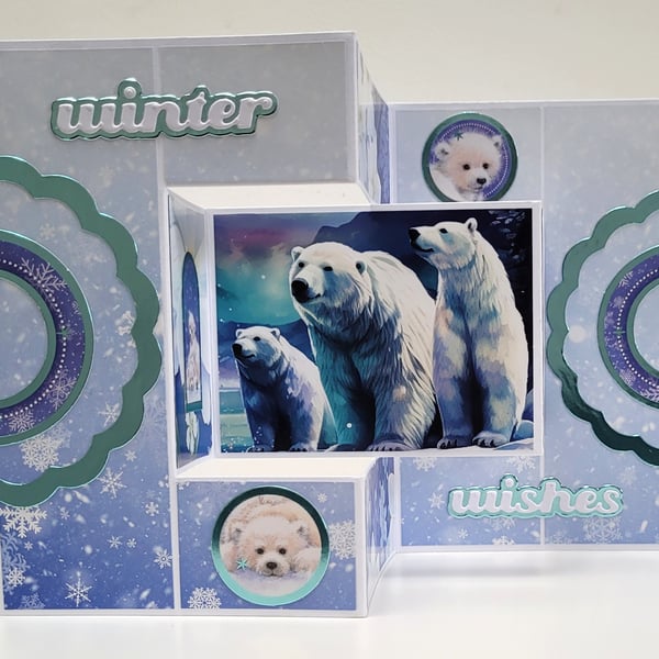 Winter Wishes Trifold Christmas Card - Polar Bears
