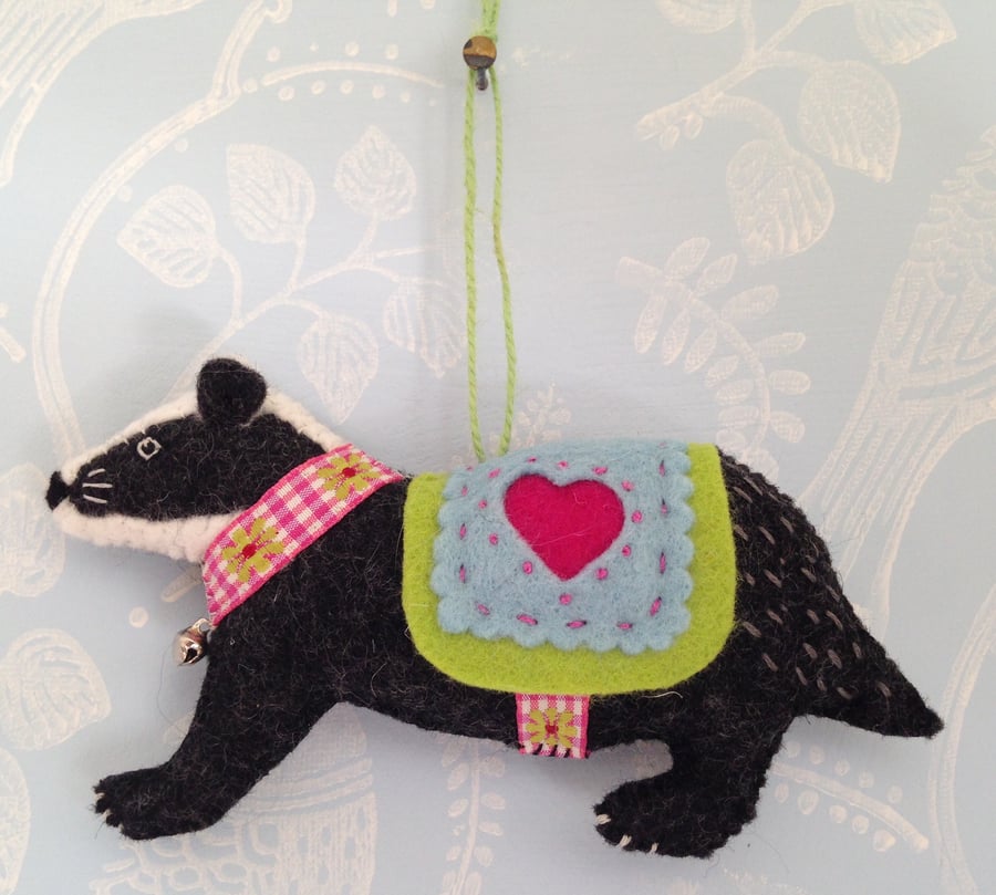 Springtime embroidered badger