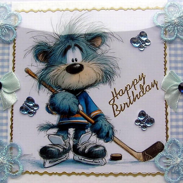 Puppy - Hand Crafted Decoupage Greeting Card - Happy Birthday - 3284