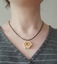 Pyrography Daisy Pendant Necklace: Wooden Flower, Waxed Cord necklace. - Image 3