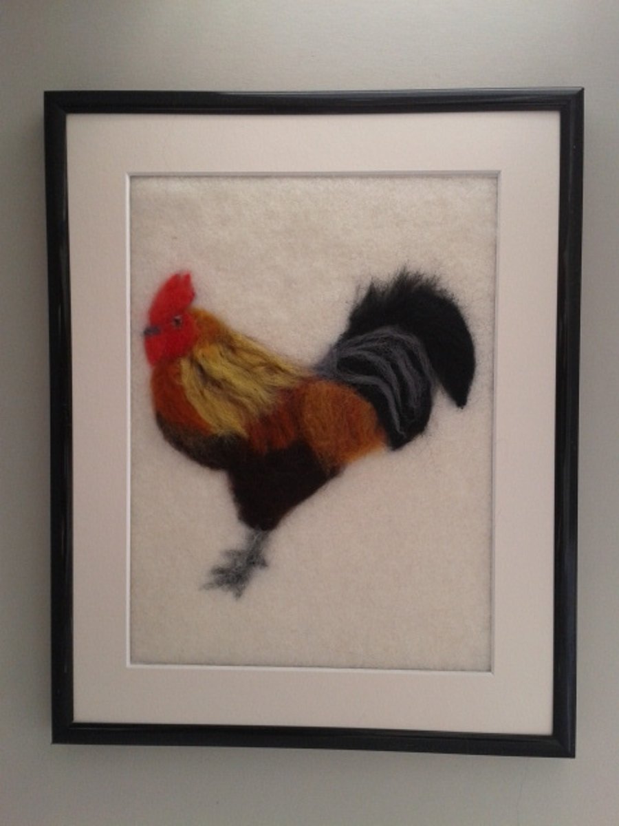 Needle Felted Rooster, Chicken picture
