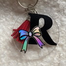 Personalised Keyring - Initial with bow detail & tassel- gift idea