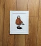 Pigeon wearing an Orange Jumper - handmade linocut art print