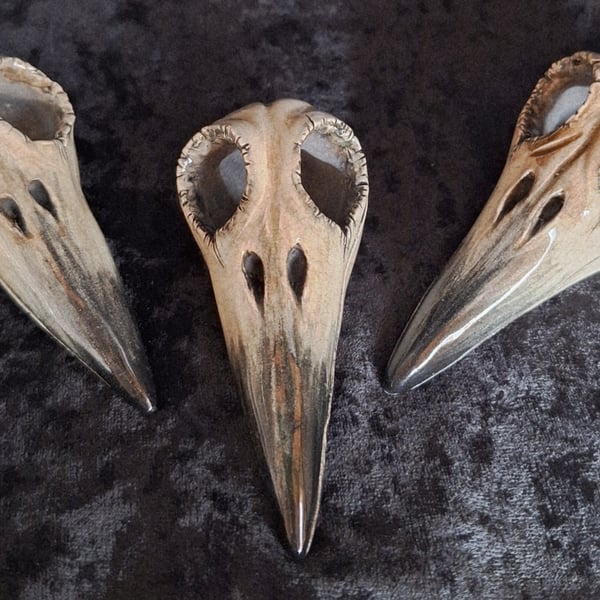 Corvid Skull - ceramic decoration