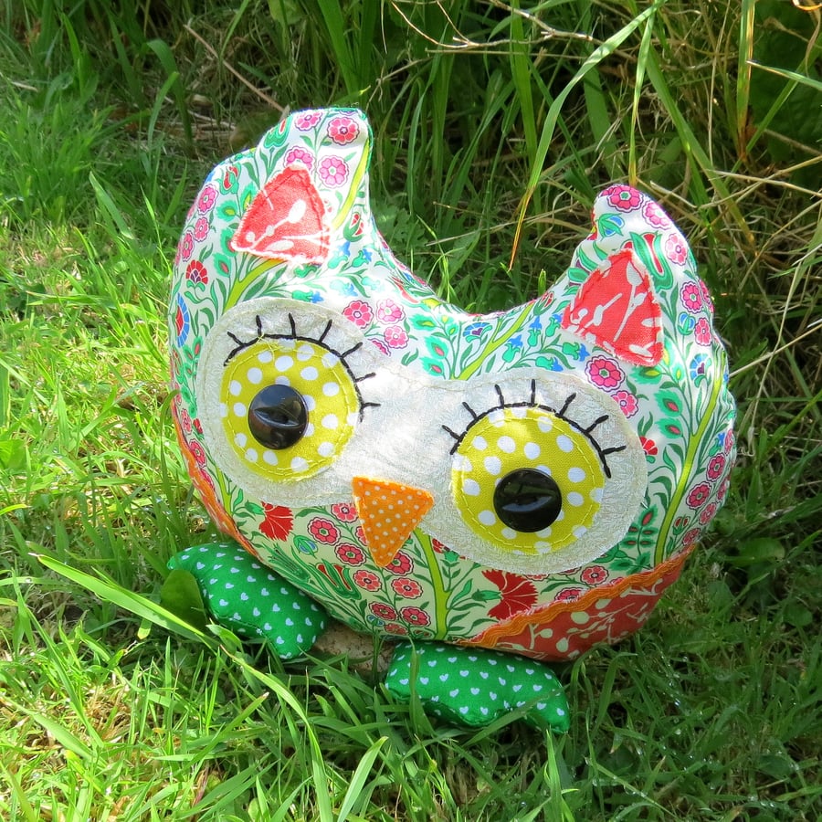 Gretel, a 17.5cm tall,  Liberty Lawn owl doorstop.