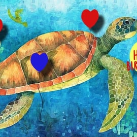 Turtle Birthday Card A5