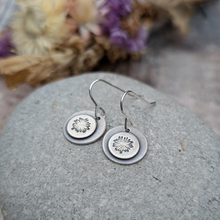 Sterling Silver Daisy Disc Earrings - JBJ1030