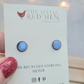 Mauve blue enamel stud earrings