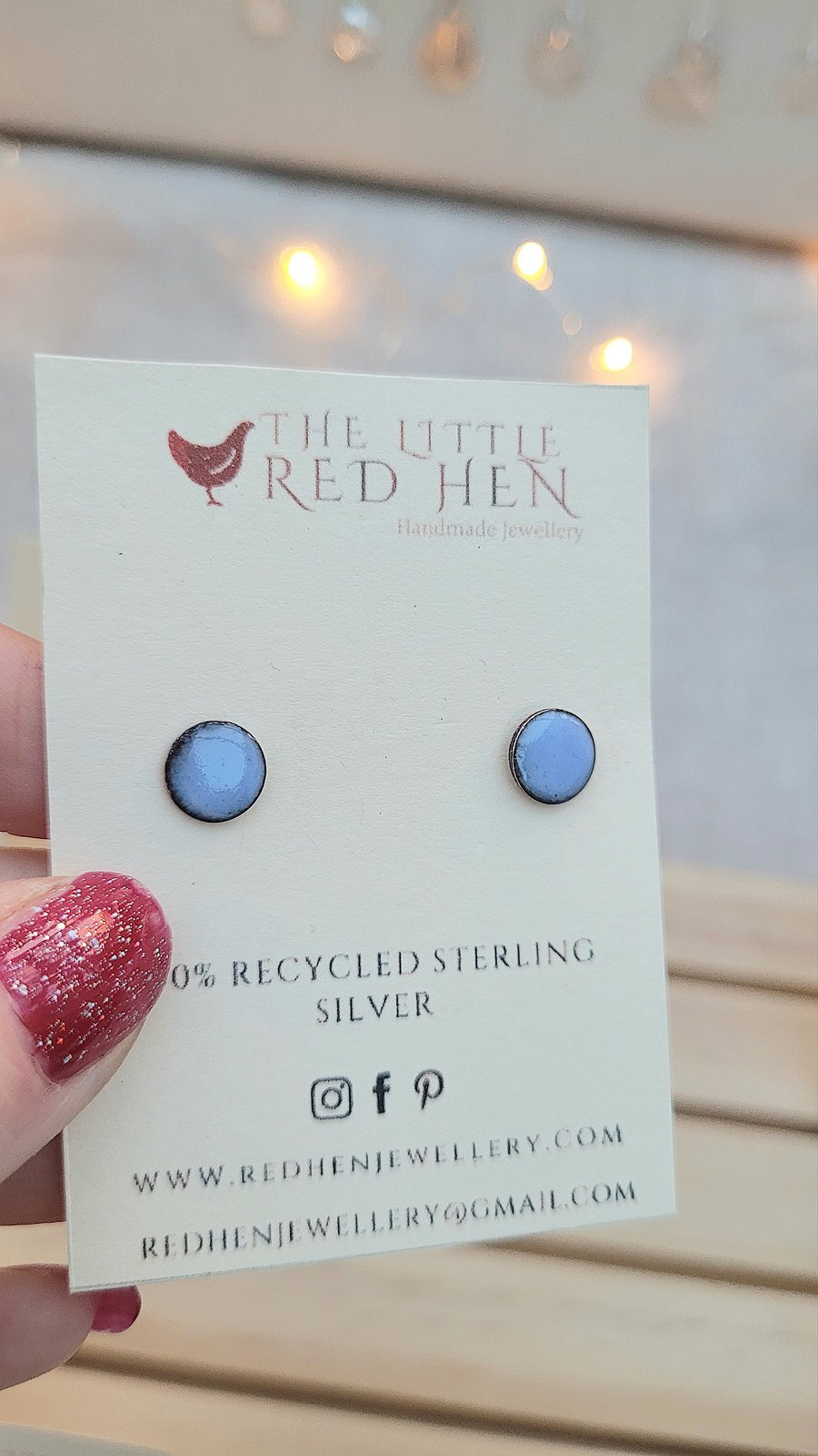 Mauve blue enamel stud earrings Perfectly Imperfect