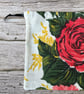 1950s Floral 'Carnations & Roses' Vintage Barkcloth Drawstring Bag, Black Ribbon - Image 3