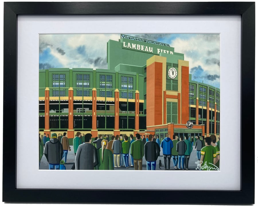 Green Bay Packers, Lambeau Field, NFL Framed Art Print. Approx A4.