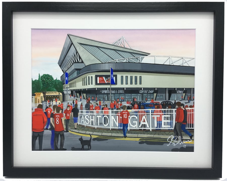 Bristol City F.C, Ashton Gate Stadium. Framed, High Quality Football Art Print.