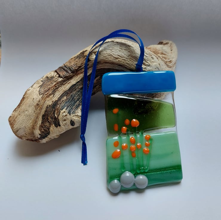 Mountain Scene Fused Glass Suncatcher Folksy