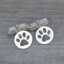 Hollow Pawprint Cufflinks In Sterling Silver