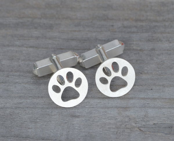 Hollow Pawprint Cufflinks In Sterling Silver