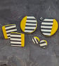 Modern mustard and stripe polymer clay stud earrings - Image 6