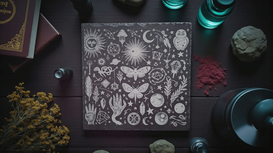 Mystical Slate Altar Board – 33cm Celestial Cottagecore Decor