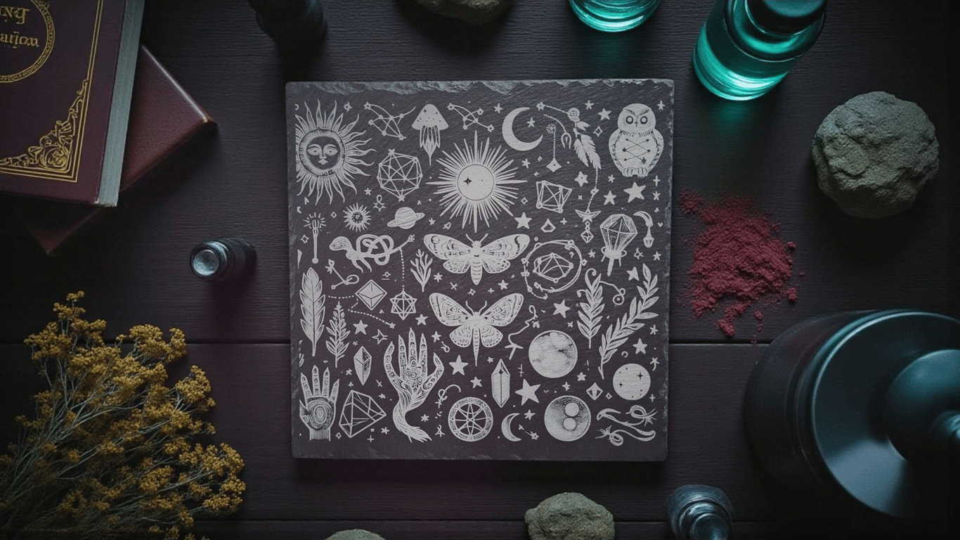 Mystical Slate Altar Board – 33cm Celestial Cottagecore Decor