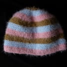 Fluffy Crochet Striped Hat