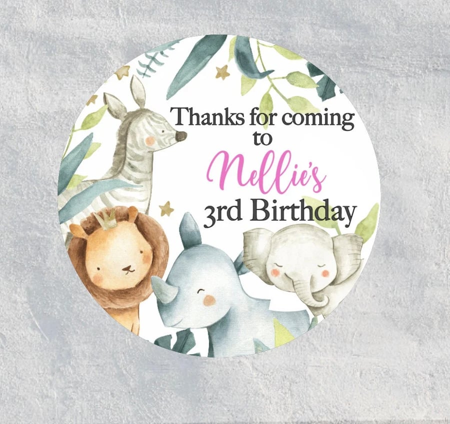 Jungle Safari Personalised Happy Birthday Stickers