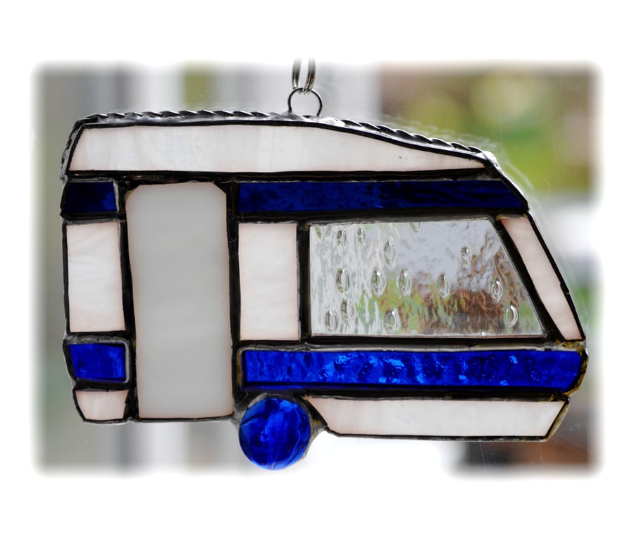 Caravan Suncatcher Stained Glass Classic Blue 042