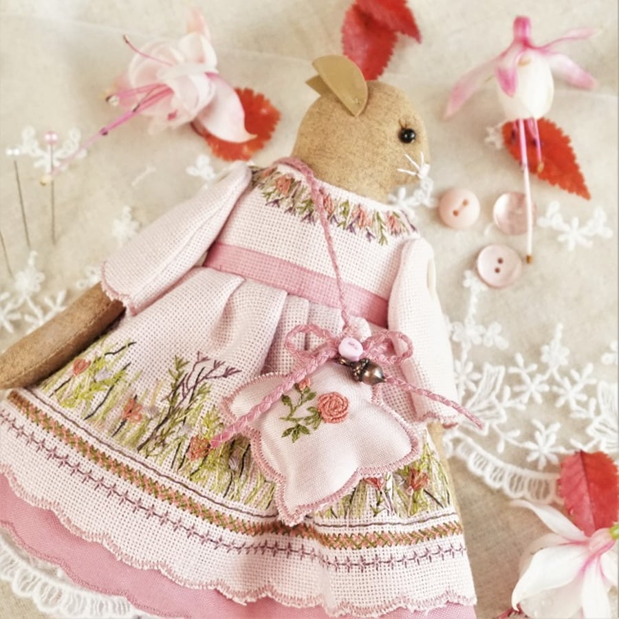 Roswitha, A Harvest Mouse in a Summer Meadow Dress