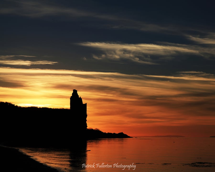 Ayrshire coast , sunset at Greenan castle south west Scotland