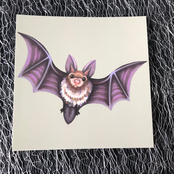 Flying Bat Square Post Card Print
