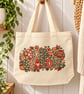 Cosy Season Tote Bag – Autumn Tote Bag with Zip, Fall Leaves & Pumpkin Design