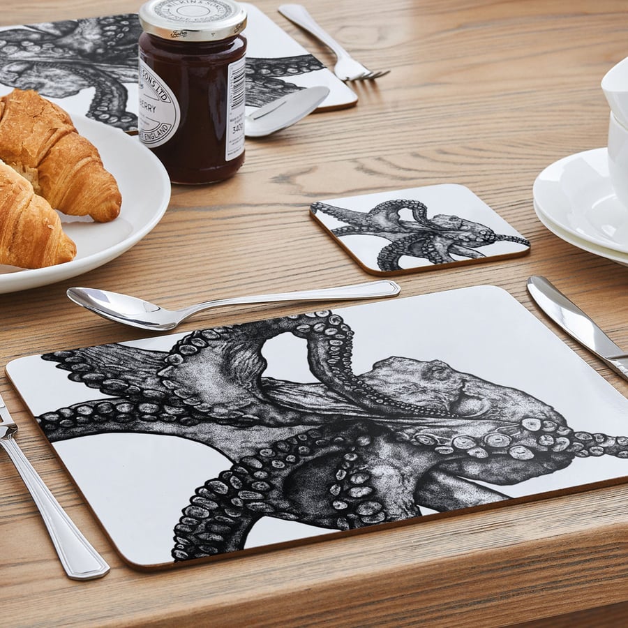 Octopus table mat - cork backed